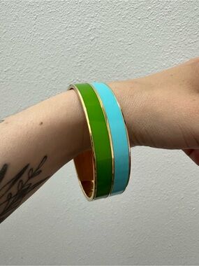 Kate Spade New York light blue and green enamel bangle bracelet